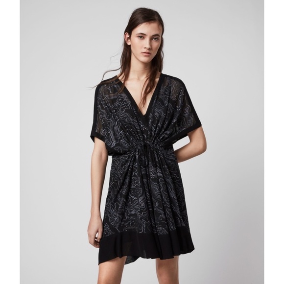 NWT All Saints Isme Palmer Dress in Oil Black - Picture 2 of 13